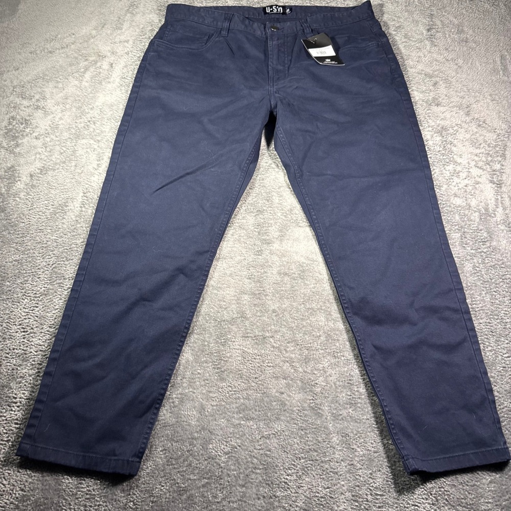 Under 5'10 Men Navy Blue Garment Dyed Twill 5-Pocket Pants 34x26 New NWT